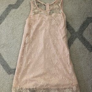Sheer lace dusty pink mini dress cute small
